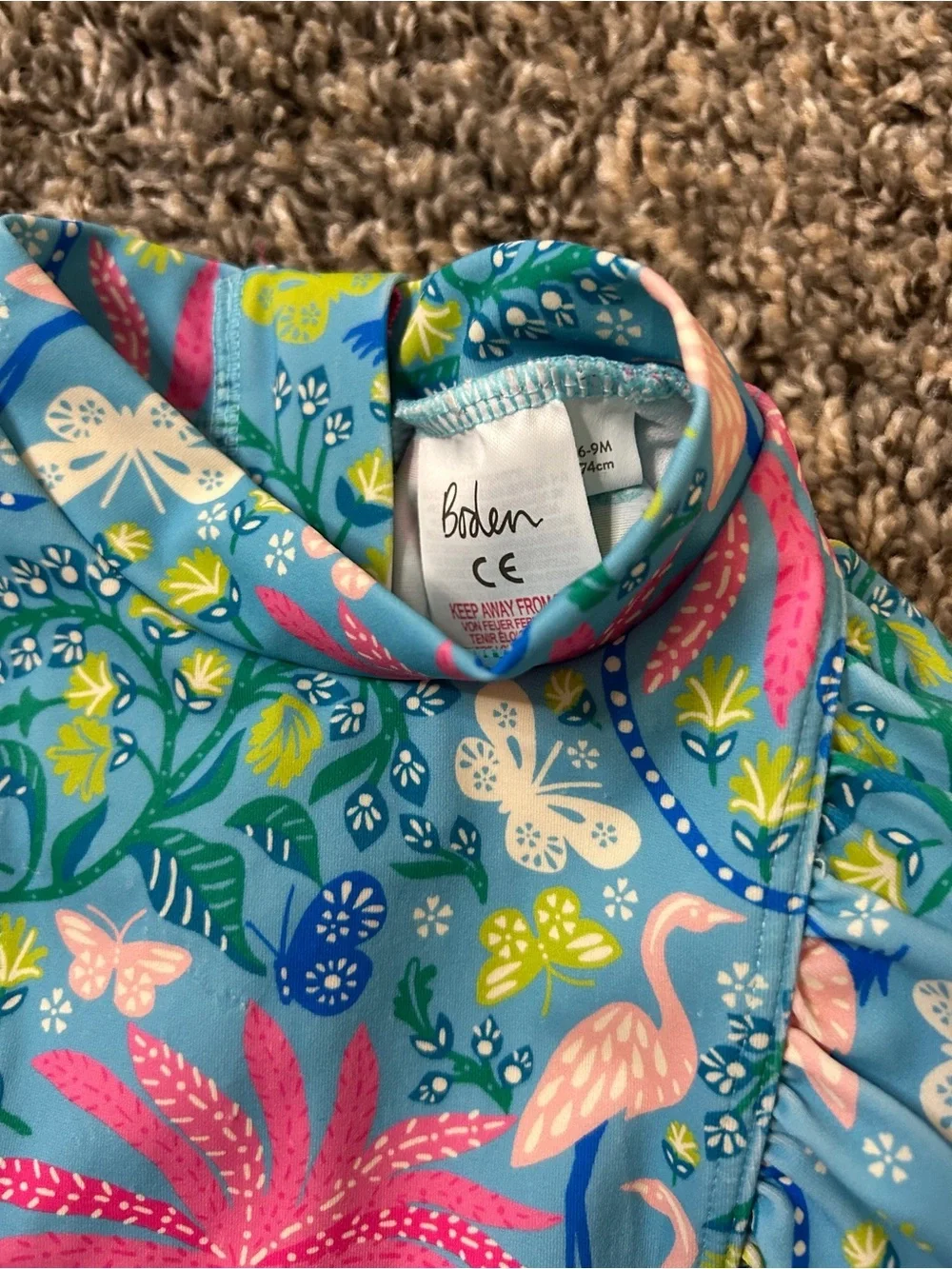 Mini Boden One Piece Rashgard Swimsuits bundle of 2, size 6/9 Month.